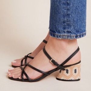 Anthropologie Helen Sandal Black sz 36 sz 6 NWB